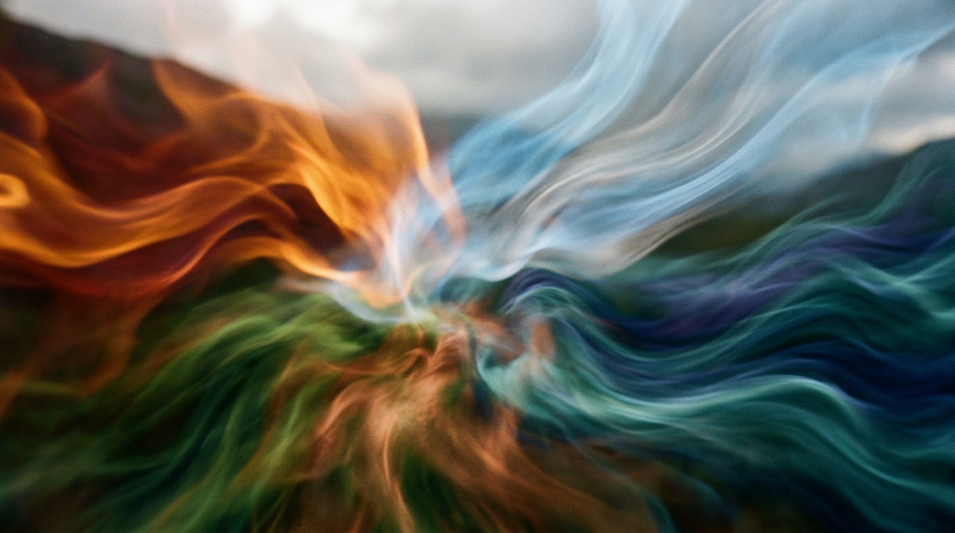 Abstract elemental energy fields representing fire earth air water signs in astrology