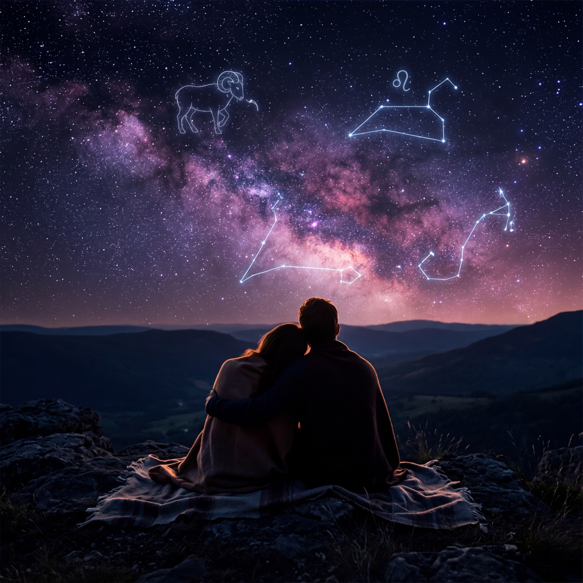 Love calculator showing personalized compatibility analysis with zodiac signs